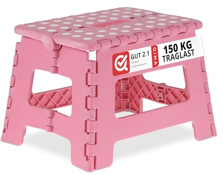 Relaxdays Taburete Plegable, Banqueta de 22,5 cm Alto, 1 Escalón, hasta 120 kg, Banca Antideslizante de Plástico, Rosa