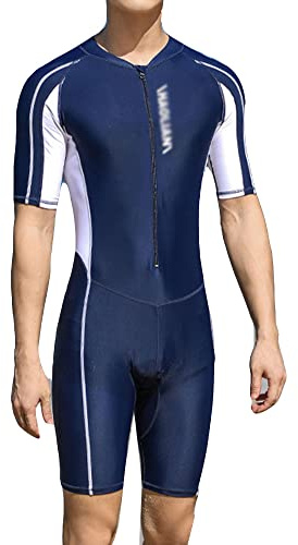 Kvinna/Man Baddräkt En del professionell sommar träningstävling body dykning surfing baddräkter rund hals dragkedja baddräkt surfkläder sportig strandbikini, 9581 herr marinblå, L