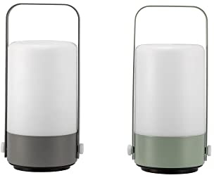 Pauleen 48256 - Farolillos LED (2 unidades, IP44, temporizador, batería, incluye 1 x 0,4 W, para exteriores, color gris claro, plástico 3000 K)