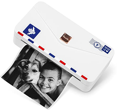 Phomemo M04AS 110mm Mini Drucker - Taschendrucker 300DPI Tragbarer Thermodrucker für Handy Bluetooth, 15/53/80/110mm Druckbreite, Kompatibel mit iOS & Android, für Dokumente, Porto, Etiketten (Weiß)