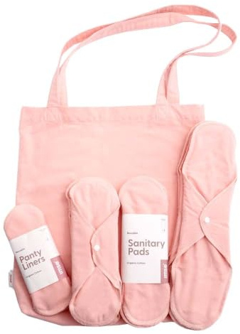 IMSEVIMSE Start Kit, Damenbinden, Bio-Baumwolle, Pink Sprinkle, 13-teilig