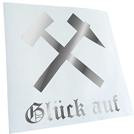 Kiwistar - Autoaufkleber - Chrom - 24x20cm Glück auf! - Bergbau - Kumpel - Heckscheibe Auto Aufkleber wetterfest für Kfz LKW Mofa Truck - Sticker außen selbstklebend Tuning Zubehör für Fenster