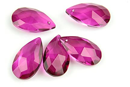 10 Pièces 38mm Cristal Coloré Pièces De Lustre En Forme De Larme Prismes De Verre Accessoires D'éclairage De Rechange,fuchsia,dix