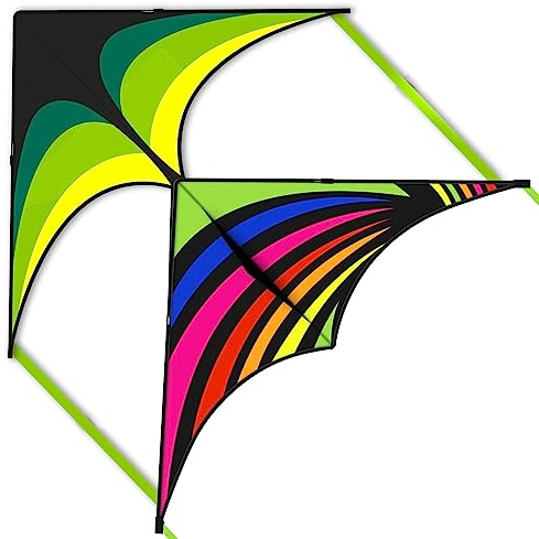 Mint's Colorful Life Paquete de 2 cometas Delta para niños y adultos, cometa extremadamente fácil de volar, la mejor cometa para principiantes (verde y arcoíris)