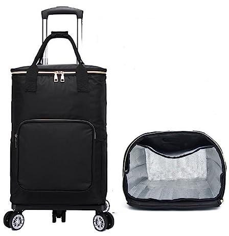 PANPANDAL Einkaufstrolley, tragbar, Shopping Trailer, faltbar, Einkaufstasche mit Rädern (Schwarz)