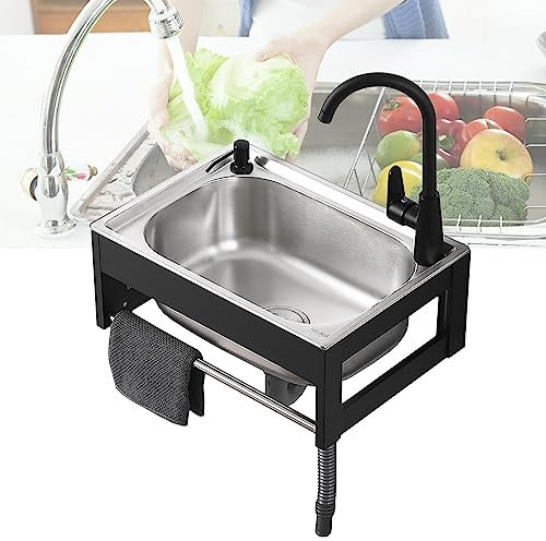 Lavello In Acciaio Inox Con Rubinetto, Lavabo Da Esterno Lavamani Professionale Lavello Lavanderia, Alta Capacità Lavabo A Parete, Lavelli Da Cucina Bagno Lavabo Per Cucina, Giardino O Bar