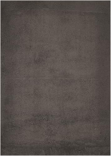 andiamo Teppich San Paolo moderner stilvoller Hochflor Teppich Wohnzimmer Schlafzimmer aus 100% Polyester Florhöhe ca. 27 mm geeignet für Fußbodenheizung geeignet 160 x 230 cm Anthrazit