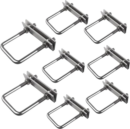Perno en U Cuadrado M8 x 50 x 100mm, Pernos Forma U, 8 Piezas Pernos En U Pernos, Para Jardines, Patios, Instalación de Autocaravanas, Tuberías, Dispositivos Solares Fijos
