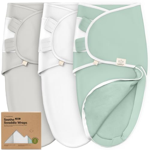 3er-Pack Pucksack Baby 3-6 Monate mit Reißverschluss - Bio-Baumwolle Baby Wickeltücher für Neugeborene, Mädchen, Jungen, Weicher und Strapazierfähiger Swaddle zum einfachen Windelwechseln (Sage, L)