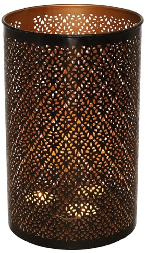 Runde Metall Windlicht Leuchte, Teelichthalter, Modell 7, 35 cm | Metallschirm mit filigranen Mustern, auch als Deckenlampe nutzbar, verschiedene Größen verfügbar.