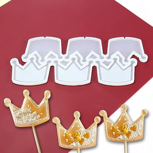 mostsom Silikonform Kronen-Design, Epoxid-Silikon, Lutscher-Form, Schokolade, Süßigkeiten, Fondant, Kuchen, Dekoration, Werkzeuge, Küche, 2 Stück (J_ Krone)