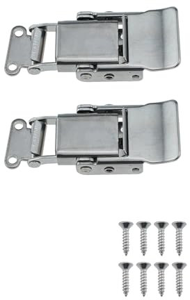 RLECS 2 x Edelstahl-Riegelschnalle, Kastenschloss 304, 67 mm, für Vitrinen, Türen, Gepäck, Federriegel, Knebelclip (Silber)