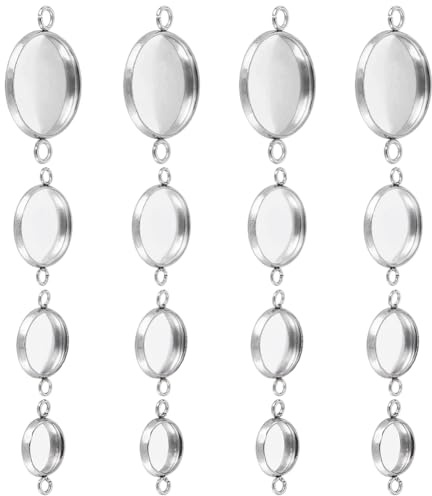 CREATCABIN 80 Stück,4 Stile,Rund,Blanko,Lünette,Anhänger,Edelstahl,Cabochon-Verbindungsstücke,Fassungen,Cabochons,Tabletts,Glieder,Charms Für Ohrringe,Armbänder,Halsketten,DIY-Schmuckherstellung