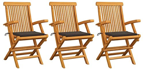 BUKSCYJS Gartentisch Ausziehbar,StapelstüHlegartenstüHle Mit Taupe Kissen 3 STK. Massivholz Teakgeeignet FüR Wohnzimmer, Schlafzimmer, GäRten, Balkone, Terrassen