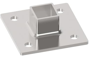 Sellon24® Flangia a pavimento in acciaio inox 105 x 105 mm, ancoraggio a pavimento, rettangolare, 40 x 40 mm, acciaio inox V2A, rettificato (A/4942-040)