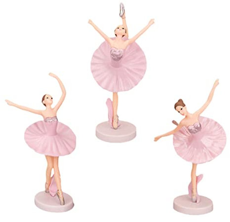 WOFASHPURET 3st Ballettfiguren Desktop-Dekoration Für Mädchen Ballett Figuren Ballett-mädchen-kuchenaufsatz Hochzeitstorte Dekoration Ballettmädchen Figur Tänzer Haushalt Statue Rosa Kind PVC