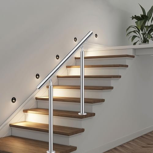 Treppengeländer-Geländer, Übergangshandlauf für Außenstufen-Handläufe, passend für 1, 2, 3, 4 Stufen – Handläufe außen für Garten, Terrasse, Veranda, Deck, Metall-Edelstahl-Haltegriff ( Farbe : Height