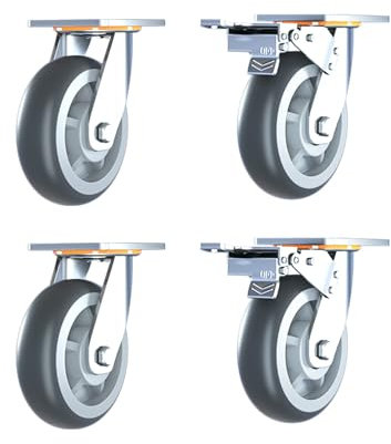 Rollen Aus Vollgummi, 4er Set Möbelrollen, Schwerlastrollen mit 100 Kg Last, Rollen Aus Vollgummi, Schwerlast Rollen 360° Drehbar Kein Geräusch(2 Bremsrollen, 2 Lenkrollen), Trolley-Rollen (Color : 4