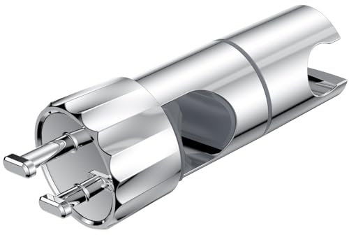 YEAUPE PRO Support Pommeau de Douche Réglable, Support Douche Chromé sans Percage pour Barre de Douche de 19-28 mm, avec 2 Crochets, Installation Facile Support Douchette Accessoires de Douche
