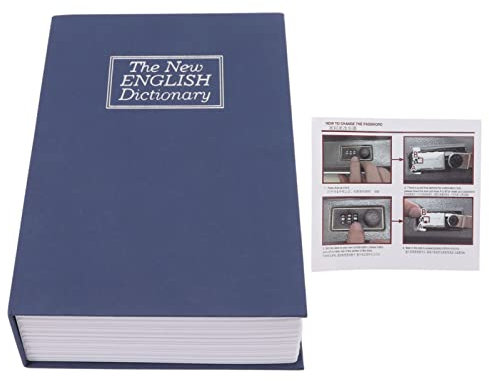 Buchsafe mit Codeschloss, Gefälschter Buchsafe Zur Aufbewahrung von Geld, Schmuck, Dokumenten, Gut Aussehendes Papier, Edelstahleinlage (BLUE)