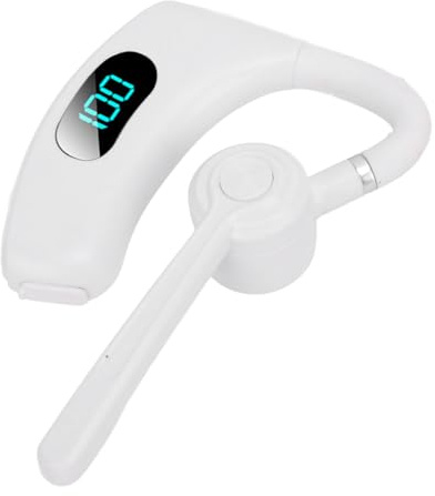 Jectse Auricolare Bluetooth, Cuffie Vivavoce OverEar con connettività a Doppio Dispositivo, Auricolare Singolo con Rotazione di 270 Gradi, per la Guida Aziendale (WHITE)