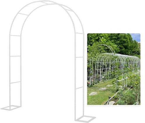 Pergola-Laube aus Eisen für Kletterpflanzen, weiß, Gartenbogen, Rankgitter, Outdoor-Torbogen für Rosen und Weinreben, 2,8 x 2,2 x 0,4 m