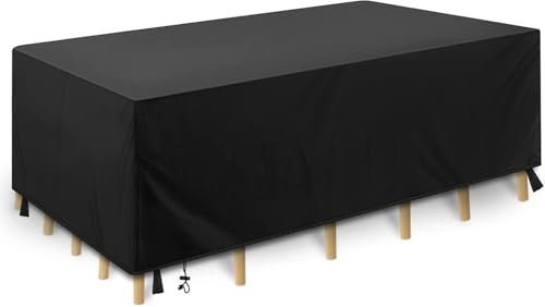 Copertura per Mobili da Giardino - Copertura Tavolo Esterno Impermeabile 210D Oxford - Antivento Anti-UV - Telo Protettivo Resistente per Tavoli e Sedie da Esterno (213x132x74 cm)