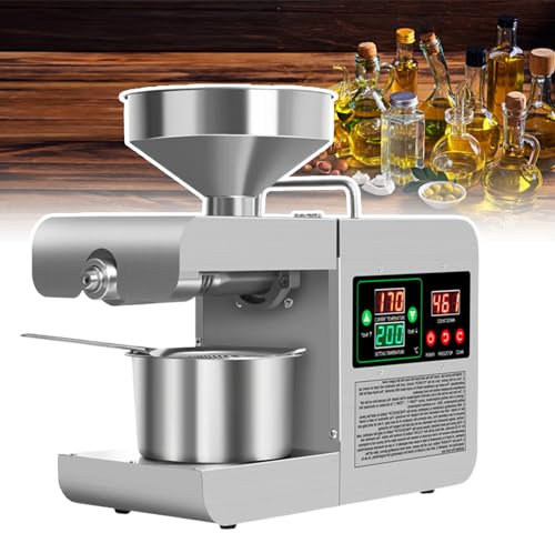 json2xml 820W Kitchen Oil Press Machine,Commercial Electric Oil mill,Automatic Essential Oil Presser,Stainless Steel Cold/Hot oil Expeller With temperature adjustment panel,Pressing speed: 3-5KG/h