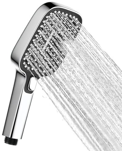 Alcachofa de ducha cuadrada de alta presión, ducha antical con 3 modos de chorro, teléfono de ducha plateado