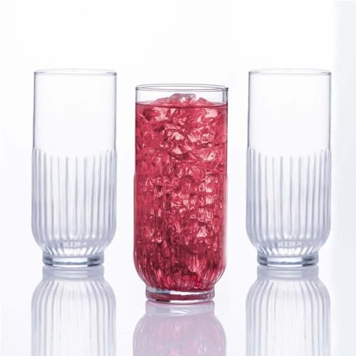 UNIQUE HOME LIVING Highball Glasses Set of 3, Hi Ball Drinking Glasses for Whiskey Gin Water Juice Cocktail, Tall Tumblers Drinking Glassware - 390ml