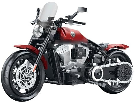 highdar Technik Motorrad Bauset für Harley Supermotorrad, 542 Klemmbausteine 1:8 Technik Rennen Motorrad Modell, Geländemotorrad Bausatz Geschenk für Erwachsene Sammler Teenager
