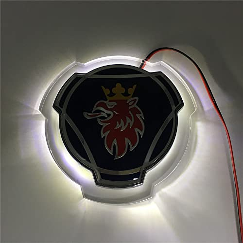 1 Set schwarz-rotes Griffin-Emblem für Scania Auto LKW Frontgrill Motorhaube Emblem mit 24 V LED-Beleuchtung beleuchtetes Zubehör Lichtleiste (weiße Beleuchtung)