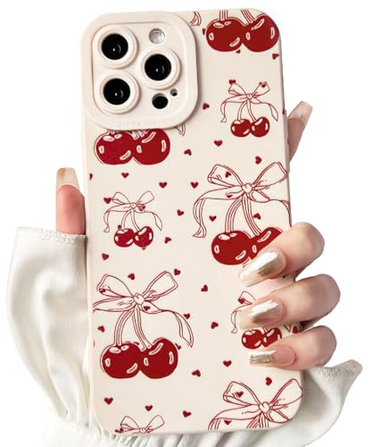 NITITOP Kompatibel mit iPhone 12 Pro Max Hülle Süßes Niedliches Bow Schleife Kirsche Kleine Herzen für Frauen Mädchen Weiche TPU Stoßfeste Schutzhülle Weißes Handyhülle - Weiße