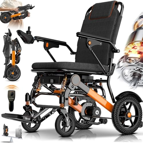 Ultraleichter Falt-Elektrorollstuhl 13,8 kg für Reisen und Outdoor | 500W Motor | bis zu 50 km Reichweite | 150 kg Tragkraft | Federung für Komfort | Senioren Reisen Outdoor