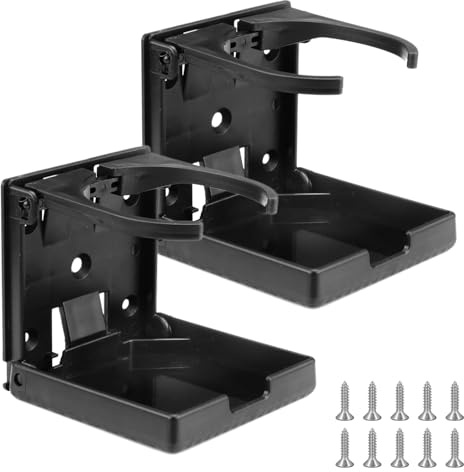 2PCS Folding Cup Holder, Adjustable Car Cup Holders, Cup Holder Fits Cups within 100mm Diameter, Multifunctional Boat Cup Holders, Boat Accessories (Black)