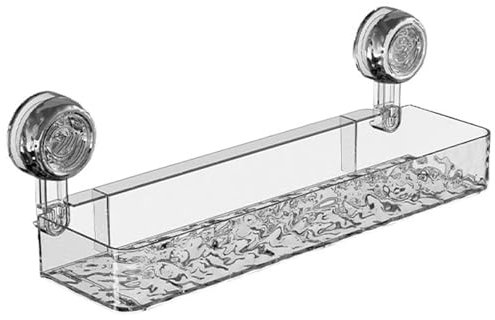 Corrugated Suction Cup Storage Holder, Shower Caddy Suction Cup, Shower Organizer Removable Bathroom Shelf, Heavy Duty Bathroom Organizer, No Drill Wall-Mounted Holder for Bathrooms Kitchens (Clear)