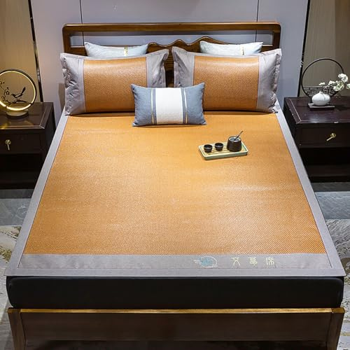 Kavenza Estivo Stuoia di bambù, Stuoia Di Bambù Pieghevole Di Doppio Lato Per Il Letto, materasso rinfrescante per casa, scuola, dormitorio Matrimoniale Studente, Set da 3(Color A,90cm)