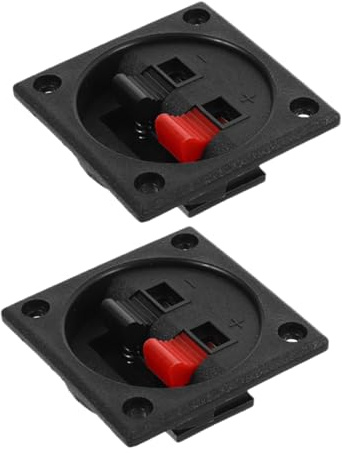 SHINEOFI Connettore per Casse Acustiche Nero 2 Pezzi Morsetto a Molla Facile da Collegare in Lega di Zinco e Abs a Doppia Serie per Home Theater