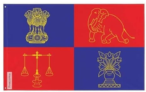 Drapeau du président de l'Inde – Plusieurs Tailles – Polyester Résistant – Usage Intérieur/Extérieur – 2 Œillets + Bande Blanche – Pixelforma