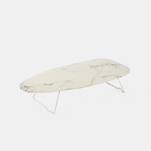 OHS Table Top Ironing Board, Marble Polyester Cover for Smooth Pressing Non Slip Foldable Legs Ironing Board Lightweight for Travel Easy Storage In Small Spaces,70 x 30 x 14cm