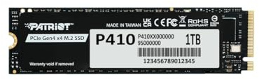Patriot P410 1TB interne SSD - NVMe PCIe Gen 4x4 - M.2 2280 - Sequenzielle Lesen/Schreibgeschwindigkeit: bis zu 5.000 MB/s / 4.500 MB/s - PS5-kompatibel - Solid State Drive - P410P1TBM28H