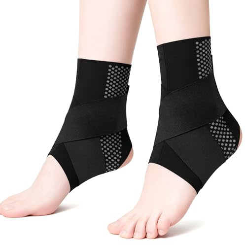 2 Pezzi Cavigliera Sportiva per Distorsione, Tutore Caviglia Ortopedica Distorsione, Fascia Elastica Fascia Tutore Caviglia, Regolabile Traspirante Sport, per Legamenti, Facilità Dolori (Nero, L)