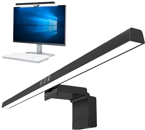 Schreibtischlampe Led Klemmbar, Computer Monitor Lampe, Monitorlampe, Klemmbare Dimmbare Monitor Lamp, Usb Bildschirmlampe Lichtleiste, 3 Light Modes Stufenloses Dimmen Für Pc Computer Büro(Schwarz)