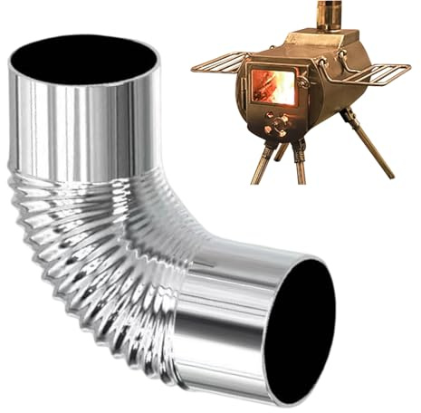 Ofenrohr für, 90 Grad, Rohrbogen aus Edelstahl, für, Camping, Garten, Hof, Haus, BBQ, Picknick, Grillen, Verbrennung