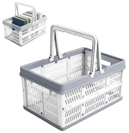 Yuragim 20L Klappbox mit Henkel, 38.5x25x20cm Klappboxen Klein Faltbarer Einkaufskorb Stapelbar und Platzsparend Aufbewahrungskorb, Plastik Klappkisten für Küche, Badezimmer, Schlafzimmer & Camping