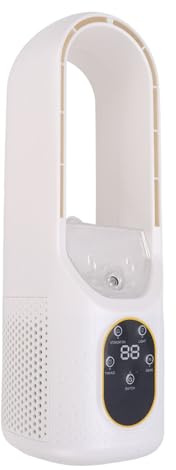 Sxhlseller Ventilador de Mesa sin Aspas, Ventilador de Niebla Silencioso de 6 Velocidades con Temporizador para Dormitorio, Oficina, Hogar, Capacidad de Tanque de Agua de 100ml