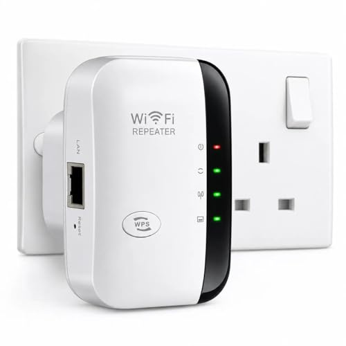 WiFi Extender Booster,WiFi Signal Booster,Internet Coverage Up to 3000 Sq.Ft! Works with 45+ Devices & Features Easy Setup,2.4GHz Band WiFi Extender and LAN Port (1)