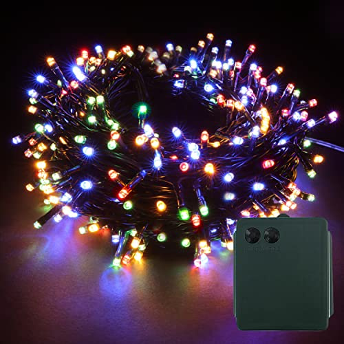YOSION LED Battery Power Operated Dark Green Cable String Fairy Lights Christmas Xmas Garden Party Wedding Decoration (Multicolor, 500 LEDs)