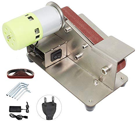 VISLONE Ponceuses à bande, Affûteur de Couteaux à Angle Fixe à 15 Degrés 7 Niveaux Polisseuse Réglable, 100W Machine de Polissage avec 10pcs Bandes de Ponçage électrique