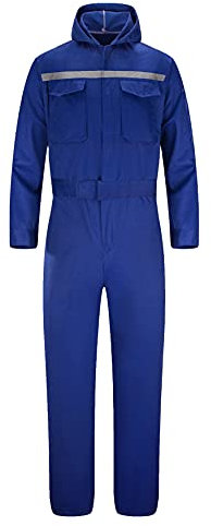 Oralidera Herren Arbeit Overall mit Elastischer Taille Maleroverall Arbeitsoverall mit Kapuze Mechanisch Overall mit vielen Taschen für Handwerker
